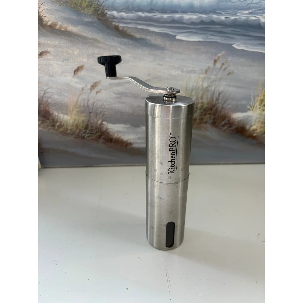 KitchenPRO Portable Manual Stainless Steel Coffee Grinder Hand Crank Mill Silver